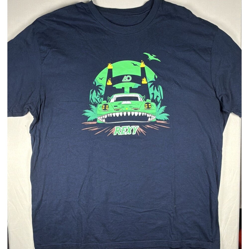 AO Racing Rexy Porsche 911 GT3 R Graphic Mens 2XL Short Sleeve TShirt Navy Blue